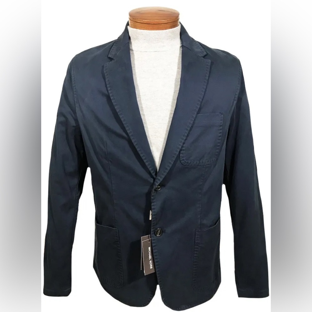Men's MICHAEL KORS Navy Blue Cotton + Jacket Blazer Tagged 38R NWT NEW WOW! - Picture 7 of 16